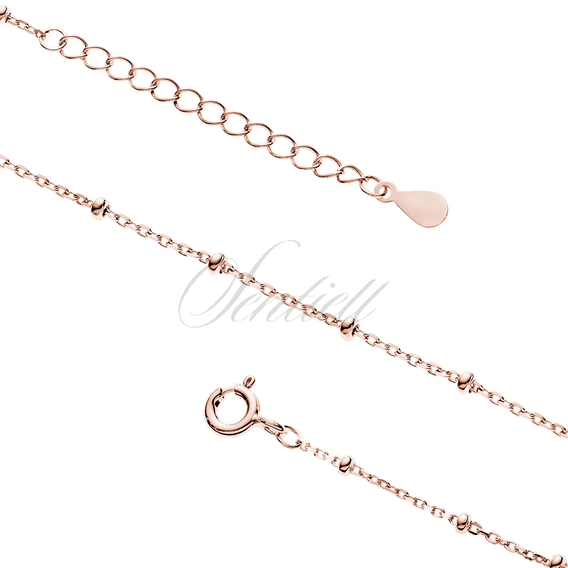 Silver rose gold-plated anklet (925) diamond cut anchor Ø 030 with balls
