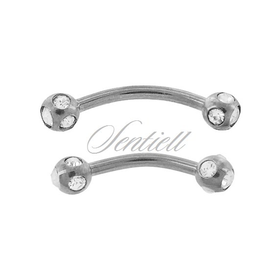 Stainless steel (316L) banana piercing for eyebrow - balls with zirconia