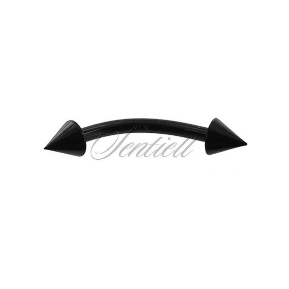 Stainless steel (316L) banana piercing for eyebrow - black with spikes