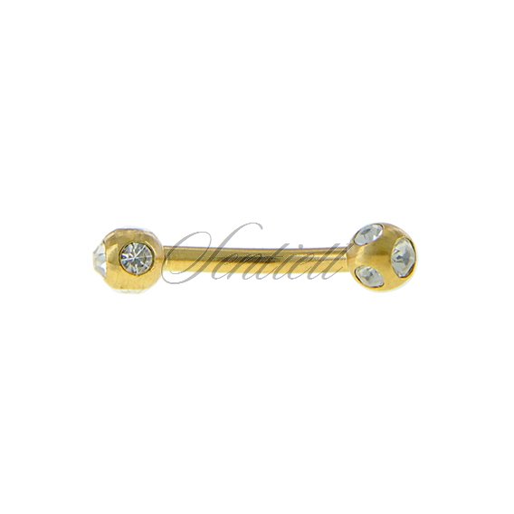 Stainless steel (316L) banana piercing for eyebrow - golden balls with zirconia