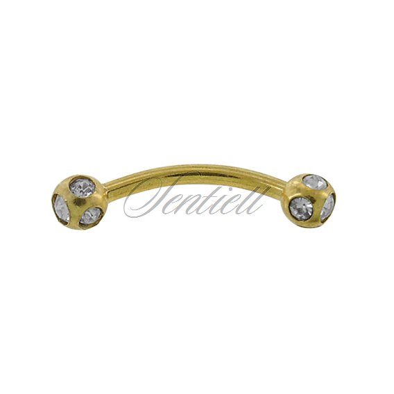 Stainless steel (316L) banana piercing for eyebrow - golden balls with zirconia