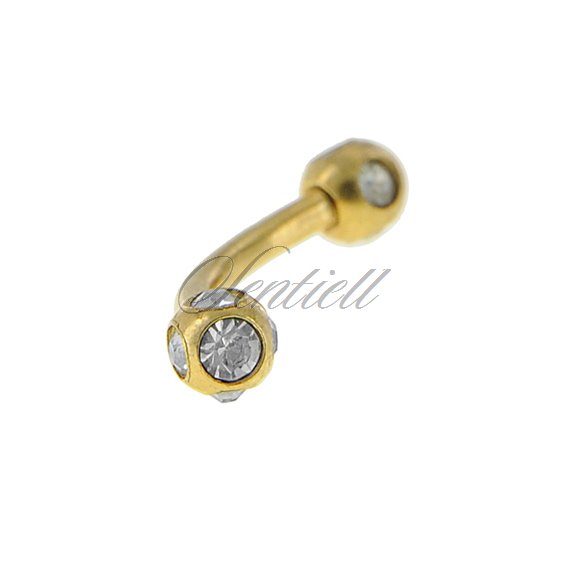 Stainless steel (316L) banana piercing for eyebrow - golden balls with zirconia