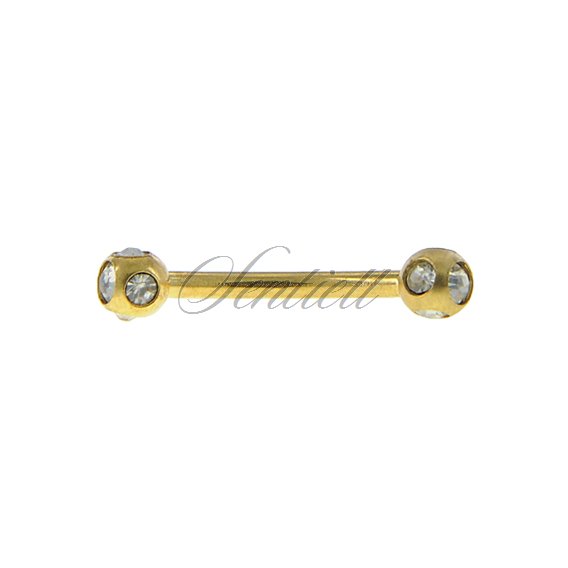 Stainless steel (316L) banana piercing for eyebrow - golden balls with zirconia