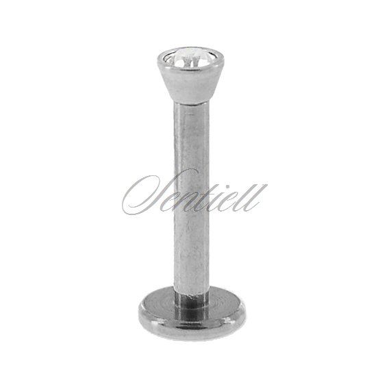 Stainless steel (316L) labret piercing with zirconia - for lips and chin