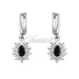 Silver (925) Earrings black colored zirconia