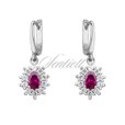 Silver (925) Earrings ruby colored zirconia