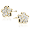 Silver (925) Earrings zirconia microsetting flowers gold plated