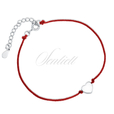 Silver (925) bracelet with red cord - heart