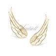 Silver (925) cuff earrings - wings with zirconia, gold-plated