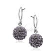 Silver (925) earrings black diamond disco ball