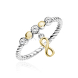 Silver (925) gold-plated, braided ring with infinity and white zirconias