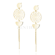 Silver (925) gold-plated earrings - mandala with circle, semicircle and chains