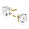 Silver (925) gold-plated earrings round white zirconia diameter 7mm