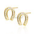 Silver (925) gold-plated horseshoe earrings with white zirconias