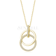 Silver (925) necklace - cirlces with zirconia - gold-plated