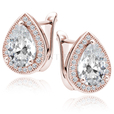Silver (925) rose gold-plated earrings with white zirconia