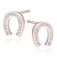 Silver (925) rose gold-plated horseshoe earrings with white zirconias