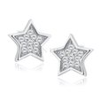 Silver (925) stars earrings with zirconia