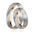 Silver (925) wedding ring for men - satin with gold-plated elements