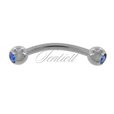 Stainless steel (316L) banana piercing for eyebrow - balls with blue zirconia