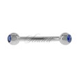 Stainless steel (316L) banana piercing for eyebrow - balls with blue zirconia