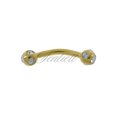 Stainless steel (316L) banana piercing for eyebrow - golden balls with zirconia